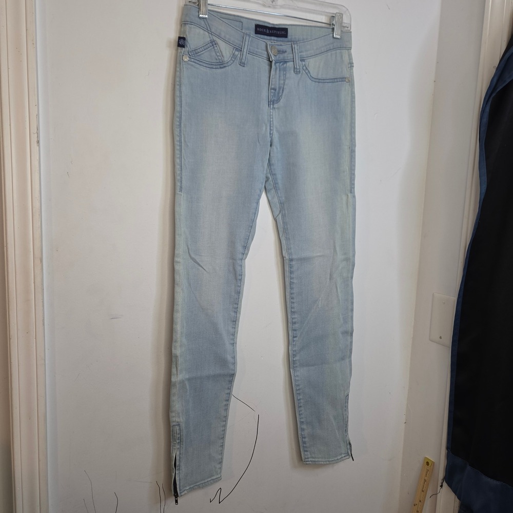 Rock & Republic Kashmiere Legging Jeans Light Wash Ankle Zip Low Rise 4 M NEW
